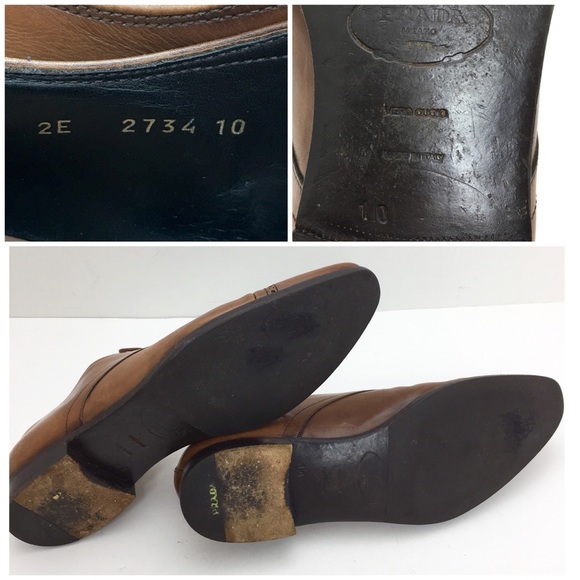 Prada Cap-Toe Oxford Leather Dress Shoes Tan Brown - Picture 8 of 8